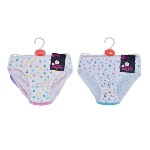 3 Pack Girls Fancy Floral Patterned Briefs