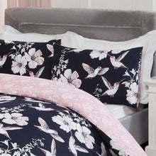 Load image into Gallery viewer, Dreamscene Hummingbirds Duvet Cover Set - Navy/Blush
