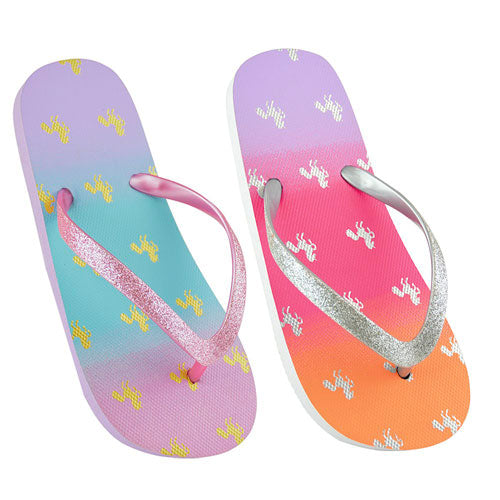 Girls Ombre Unicorn Print Flip Flops