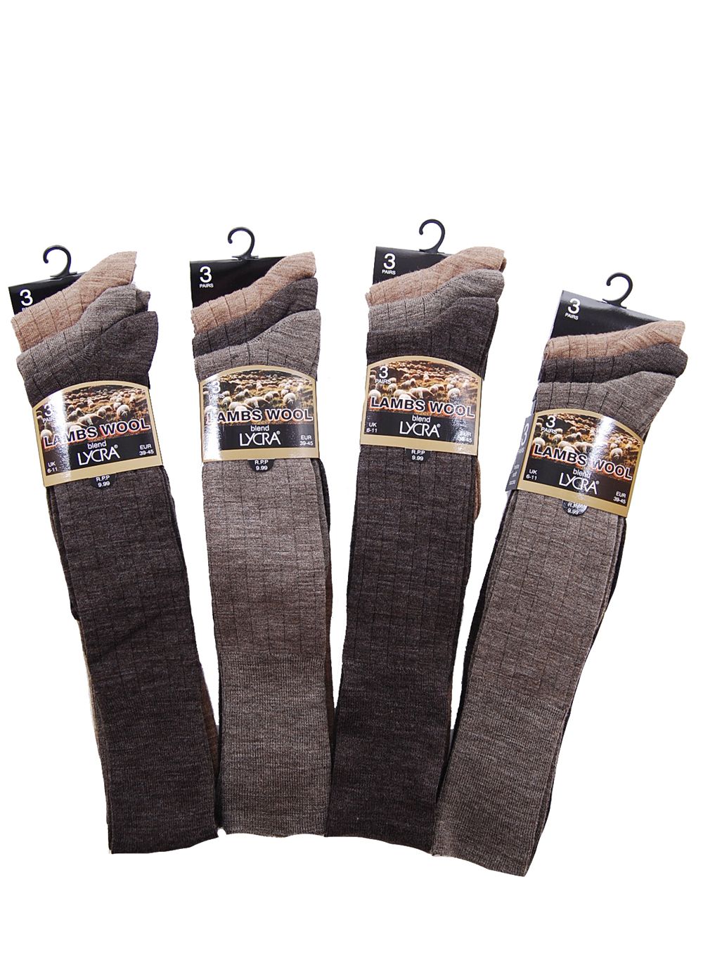 Mens Lambs Wool Blend Long Hose Socks,