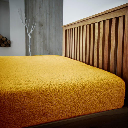 Super Soft Teddy Feel Yellow Fitted Bed Sheets