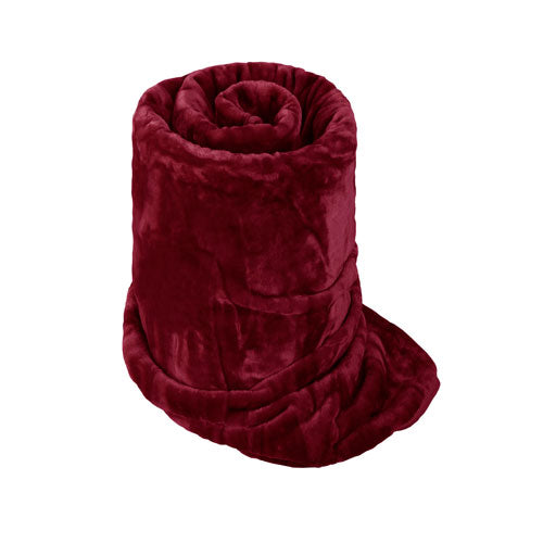 Faux Fur Mink Burgundy Blanket 150 x 220cm