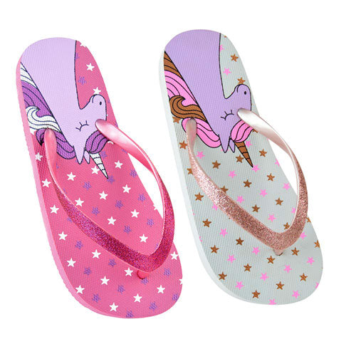 Girls Unicorn Flip Flops