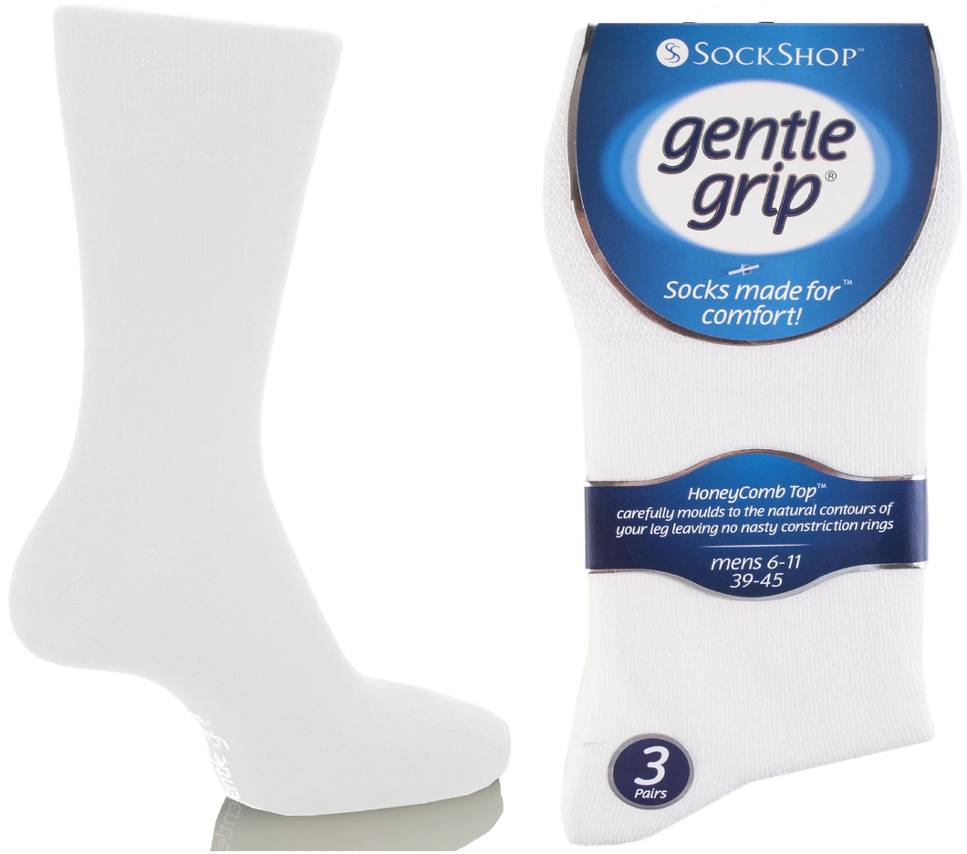 Mens White Gentle Grip Socks by Sock Shop