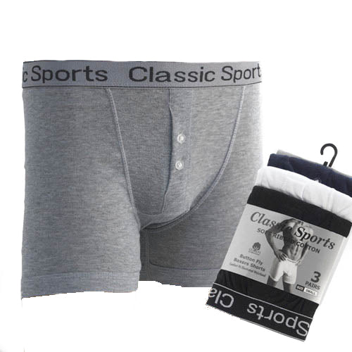 3 Pack Mens Classic Boxer Shorts