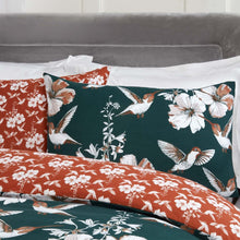 Load image into Gallery viewer, Dreamscene Hummingbirds Duvet Cover Set - Emerald/Orange
