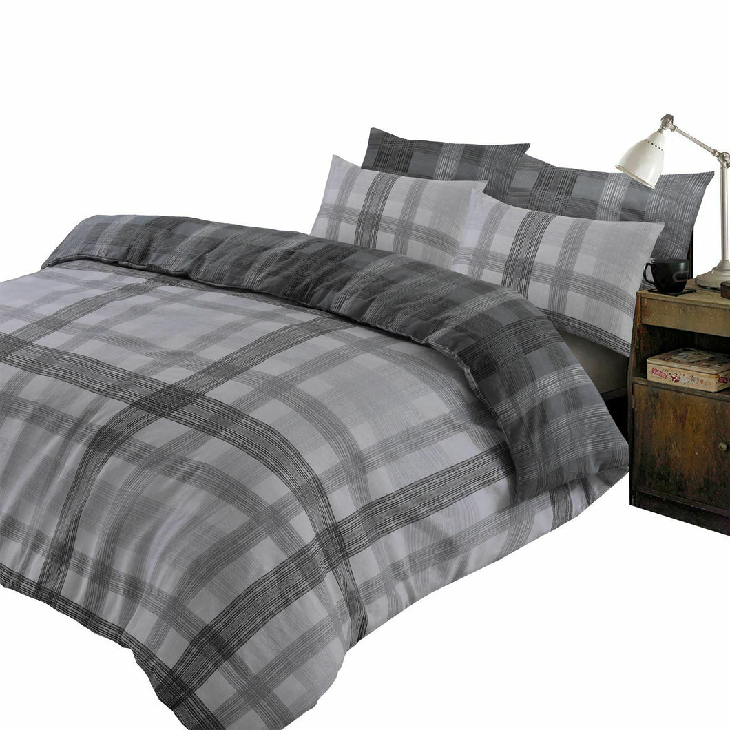 Dreamscene Boston Brushed Cotton Grey Duvet Cover Set