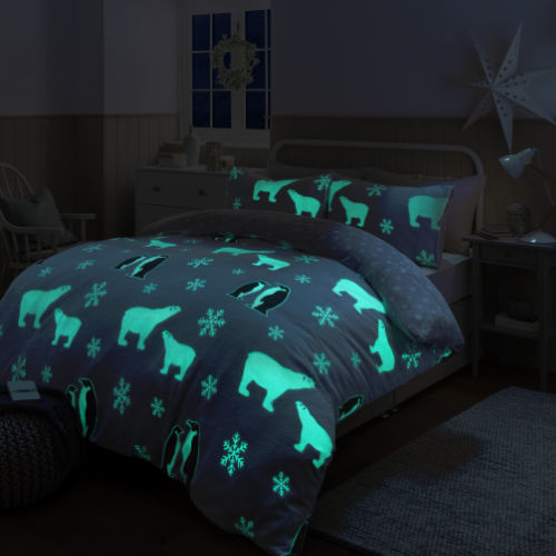 Penguin And Polar Bear Glow In The Dark Duvet Set