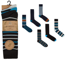 Load image into Gallery viewer, 6 Pairs Men&#39;s Bamboo Stripe Design Socks by Pierre Roche
