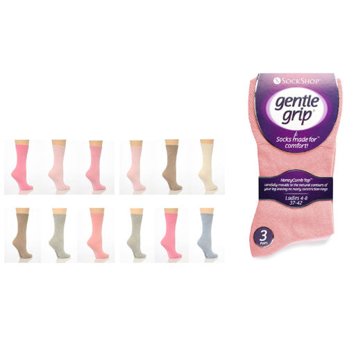 Ladies Gentle Grip Socks Dark Pastel