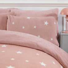 Load image into Gallery viewer, Dreamscene Star Teddy Fleece Duvet Cover Set - Blush
