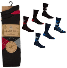 Load image into Gallery viewer, 6 Pairs Men&#39;s Bamboo Argyle Non Elastic Socks by Pierre Roche
