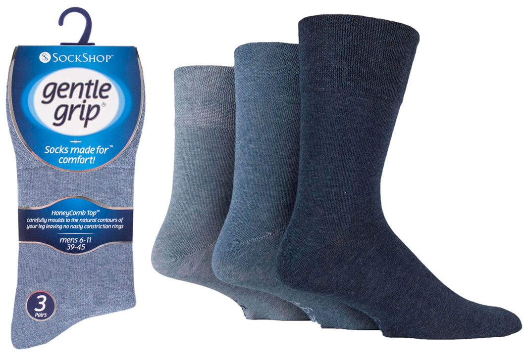 Mens Plain Blues Gentle Grip Socks by Sock Shop