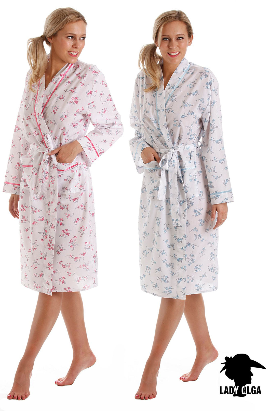 Ladies Poly Cotton Floral Gowns Robes Wraps by Lady Olga Plus Size