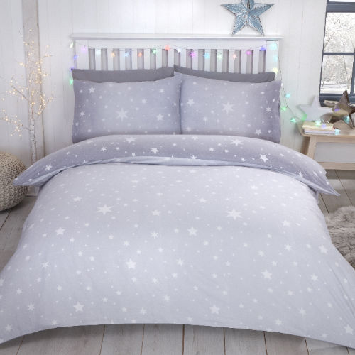 Brushed Cotton Duvet Set Starburst Grey