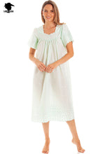 Load image into Gallery viewer, Ladies Square Neck Embroidery Anglaise Nightdress by Lady Olga
