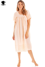 Load image into Gallery viewer, Ladies Square Neck Embroidery Anglaise Nightdress by Lady Olga
