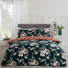 Load image into Gallery viewer, Dreamscene Hummingbirds Duvet Cover Set - Emerald/Orange
