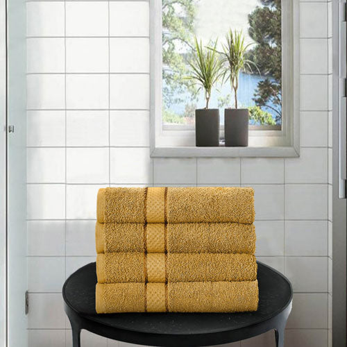 4 Pack Dickens Mustard Yellow Hand Towels