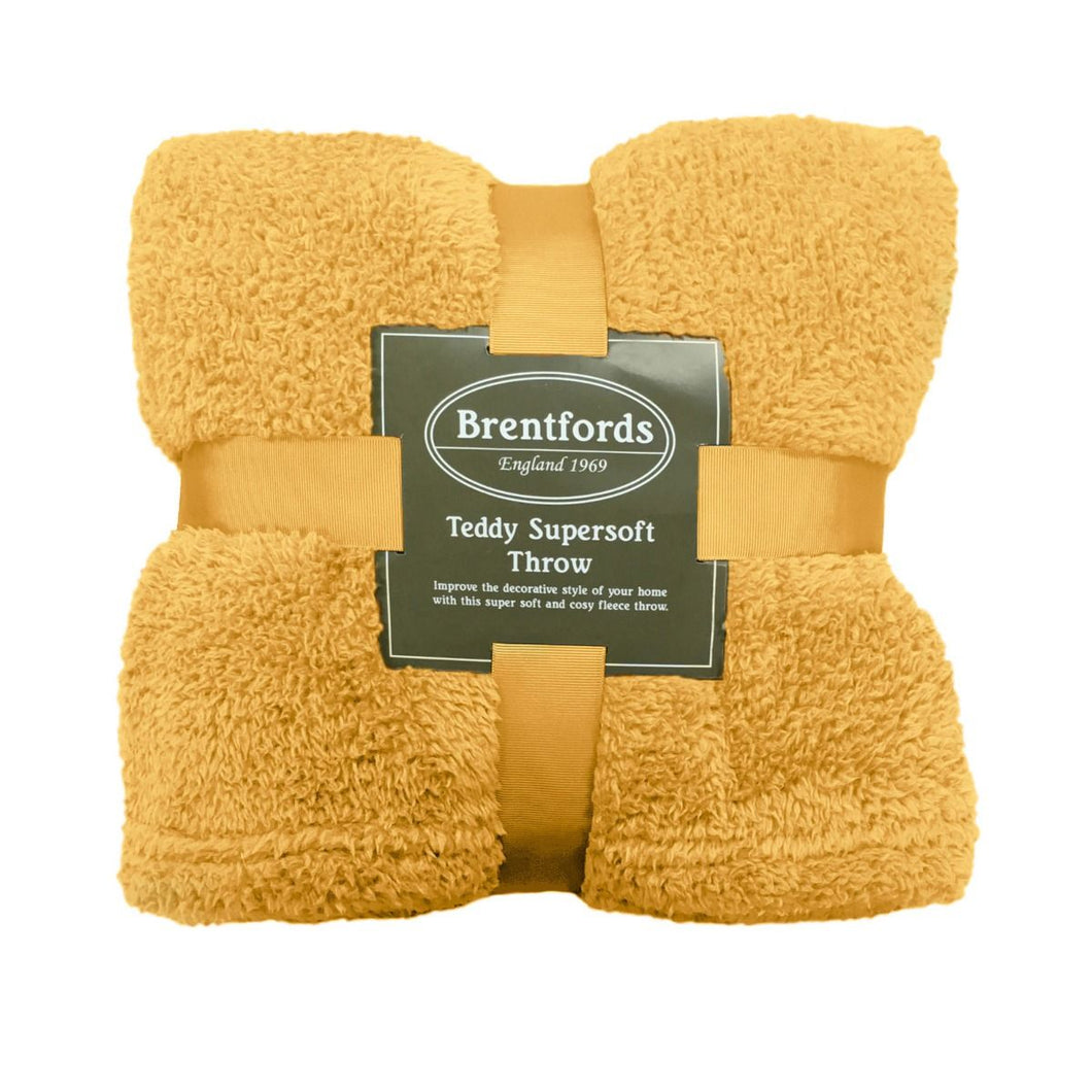 Brentfords Teddy Fleece Ochre Throw