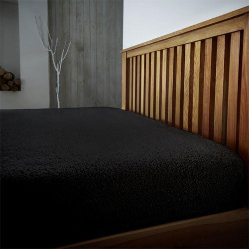 Super Soft Teddy Feel Black Fitted Bed Sheets