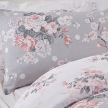 Load image into Gallery viewer, Dreamscene English Rose Grey Duvet Set
