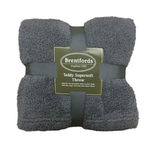 Load image into Gallery viewer, Brentfords Teddy Fleece Charcoal Grey Throw
