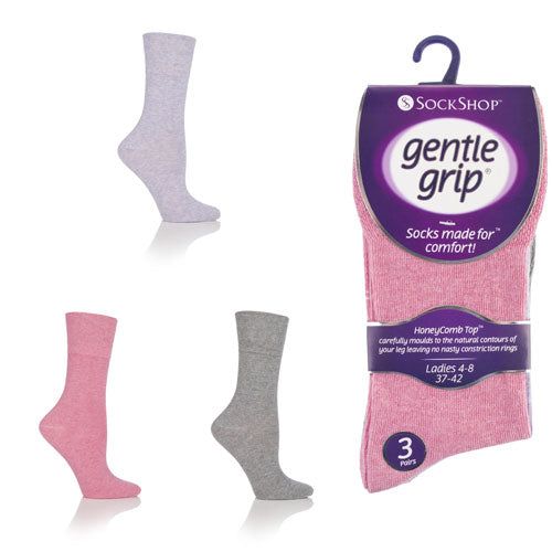 Ladies Gentle Grip Socks Melange Pastels