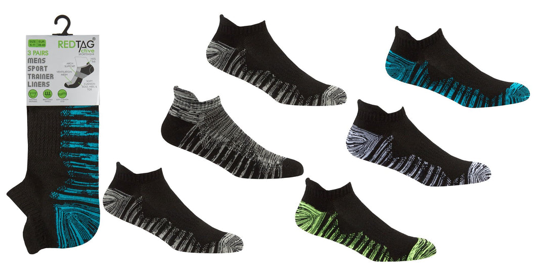 12 Pairs Men's Marl Cushion Heel & Toe Trainer Socks