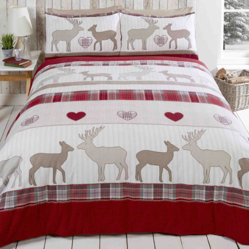 Brushed Cotton Duvet Set St Andrews Red