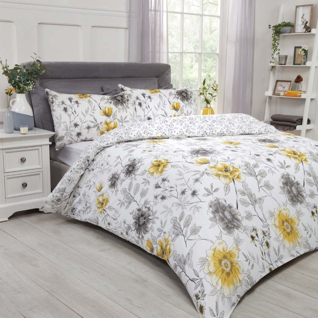 Dreamscene Botanical Garden Grey Duvet Cover Set