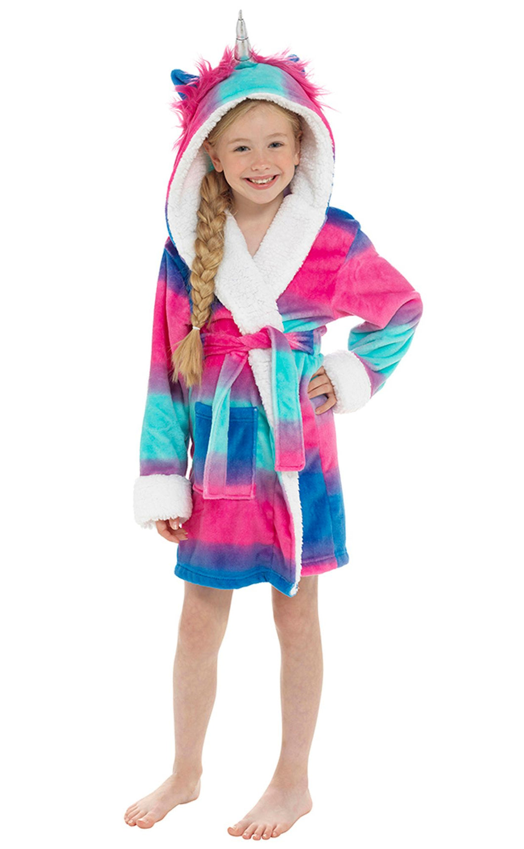 Girls Multicoloured Unicorn Hooded Robe