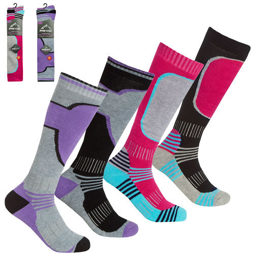 4 Pairs Ladies High Leg Ski Socks