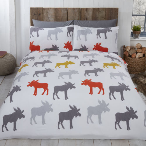 Brushed Cotton Duvet Set Moose Ochre