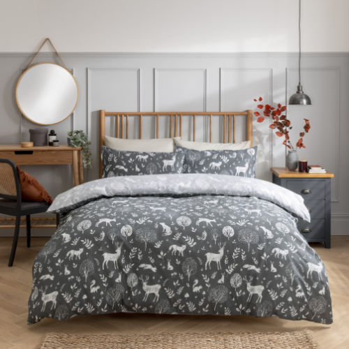 Woodland Animals Grey Duvet Set