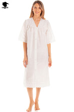 Load image into Gallery viewer, Ladies Square Neck Embroidery Anglaise Nightdress by Lady Olga
