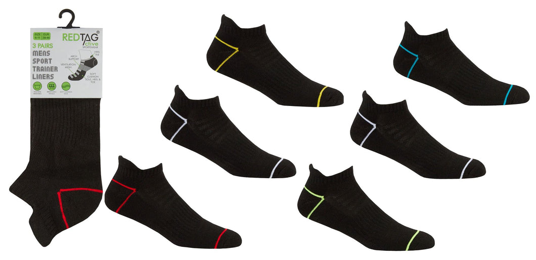 12 Pairs Men's Contrast Heel Cushion Heel & Toe Trainer Socks