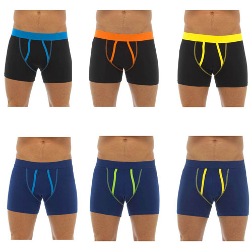 3 Pairs Mens Coloured Piping Boxer Shorts