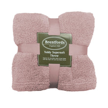 Load image into Gallery viewer, Brentfords Teddy Fleece Blush Pink Throw
