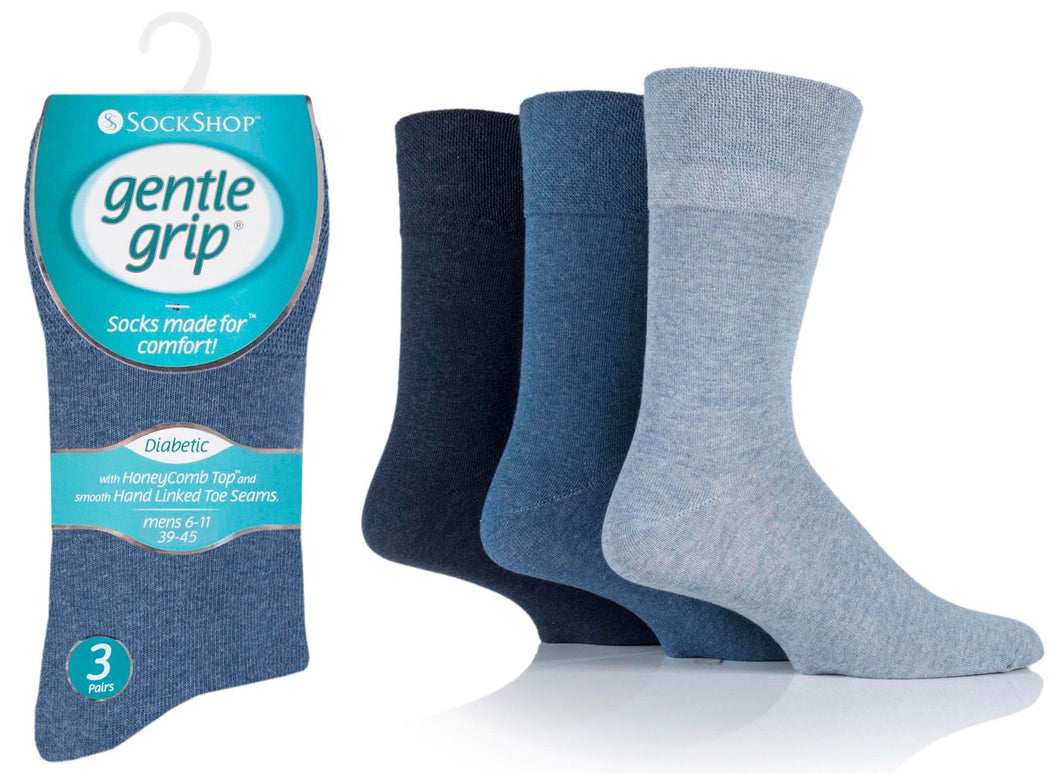 DIABETIC Mens Blue Gentle Grip Socks by Sock Shop