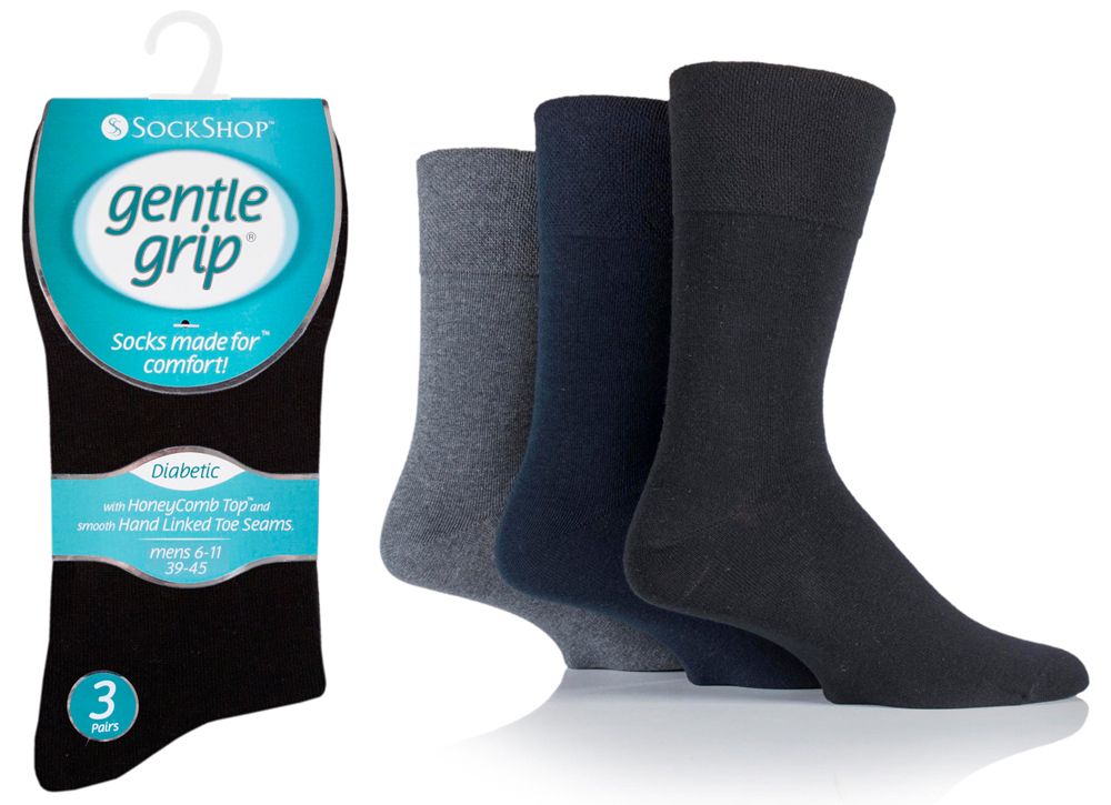 DIABETIC Mens Assorted Gentle Grip Socks by Sock Shop