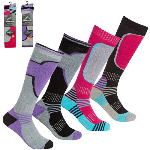 Girls 4 Pack High Leg Ski Socks