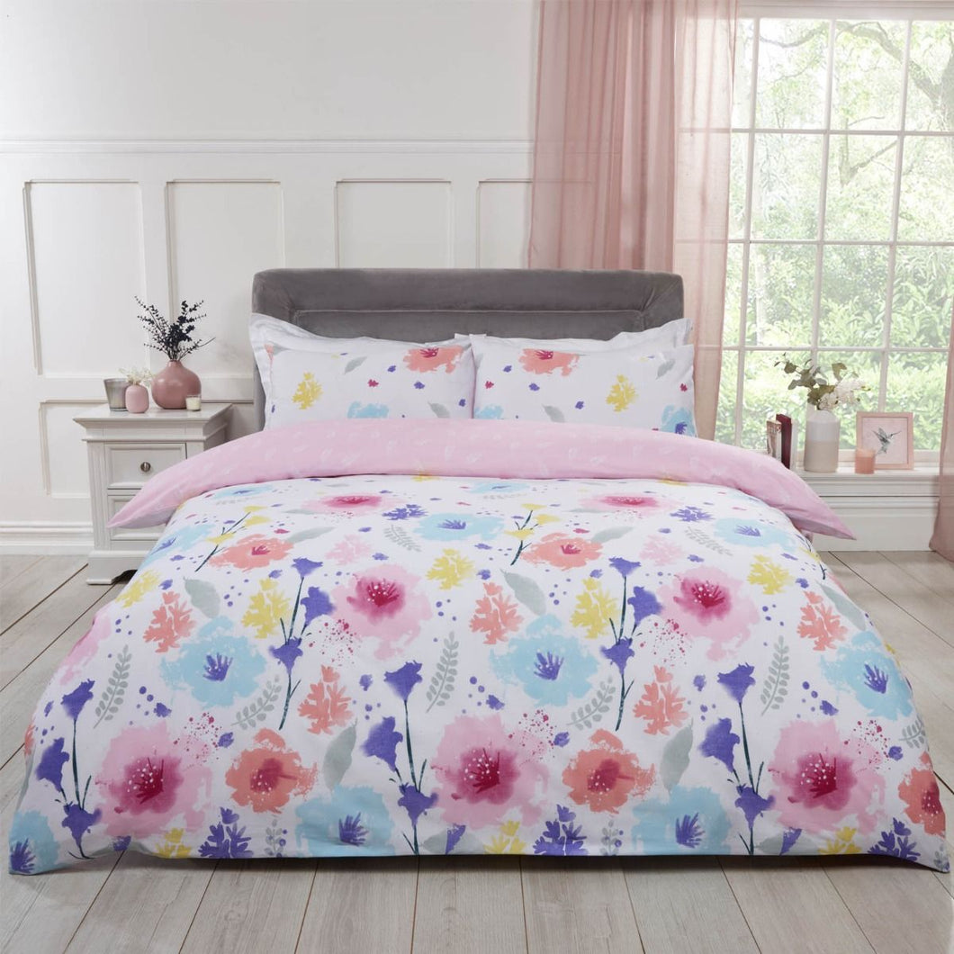 Dreamscene Watercolour Floral Blush Pink Duvet Cover Set