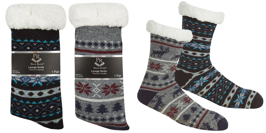 Mens Fairisle Lounge Socks With Grippers