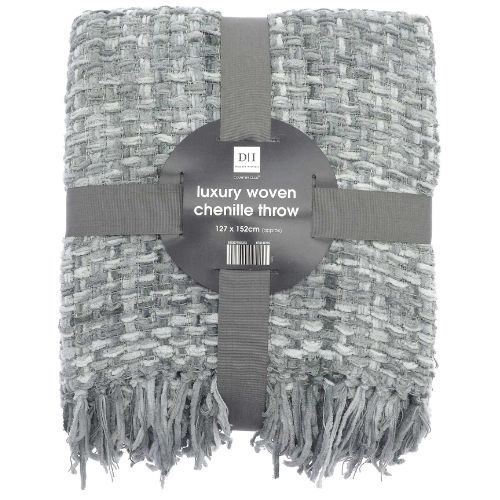 Luxury Chenille Woven Throw Grey