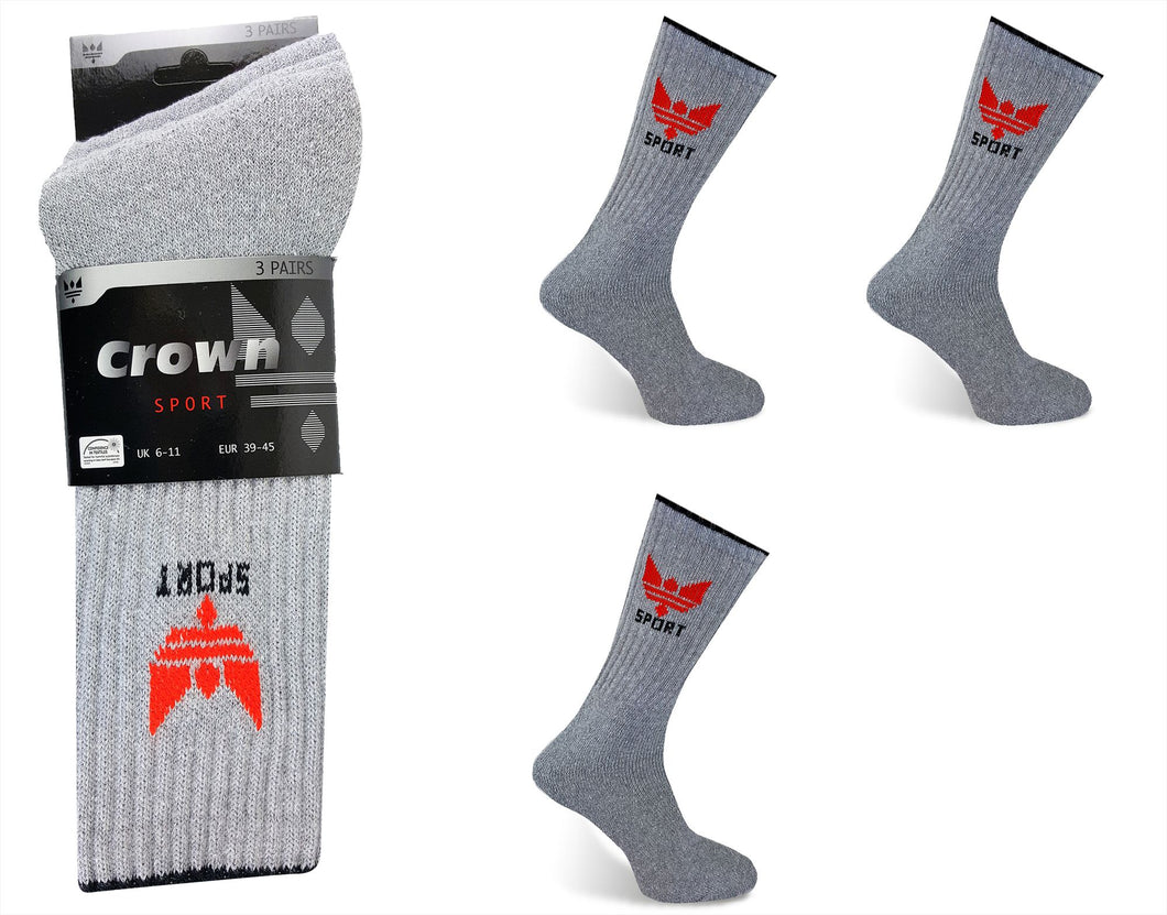 6 Pairs Mens Crown Cotton Sports Socks