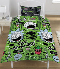 Load image into Gallery viewer, Official Rick and Morty Get Schwifty &quot;Reversible&quot; Single Duvet Cover Bedding Set
