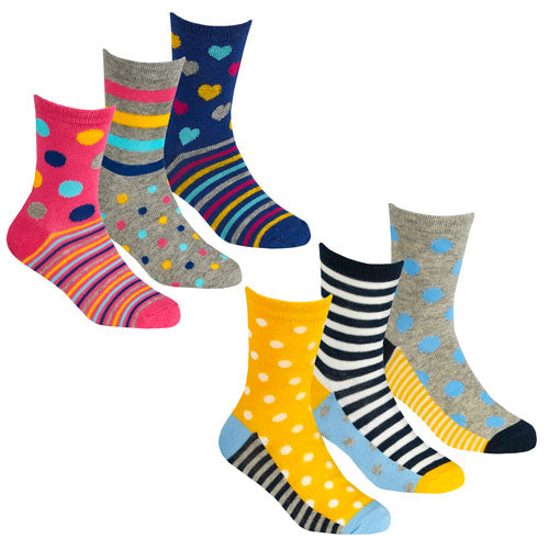 Girls 3 Pack Design Socks Spots Assorted