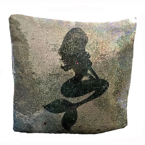 Mermaid Sequin Filled Reversible Rainbow Cushion