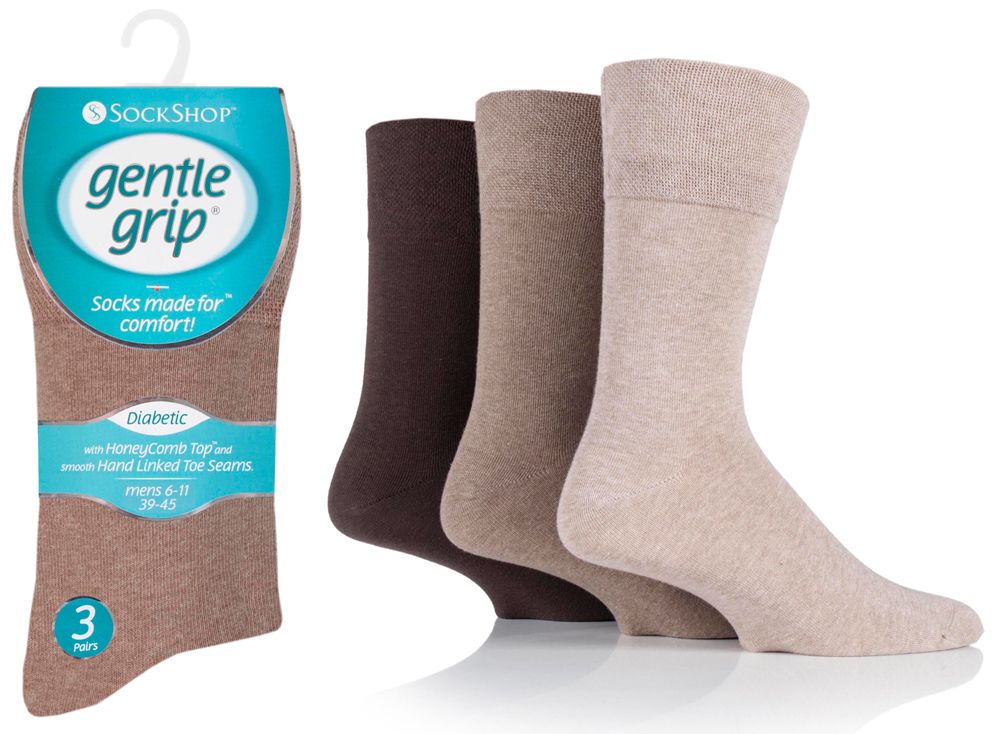 DIABETIC Mens Assorted Gentle Grip Socks by Sock Shop